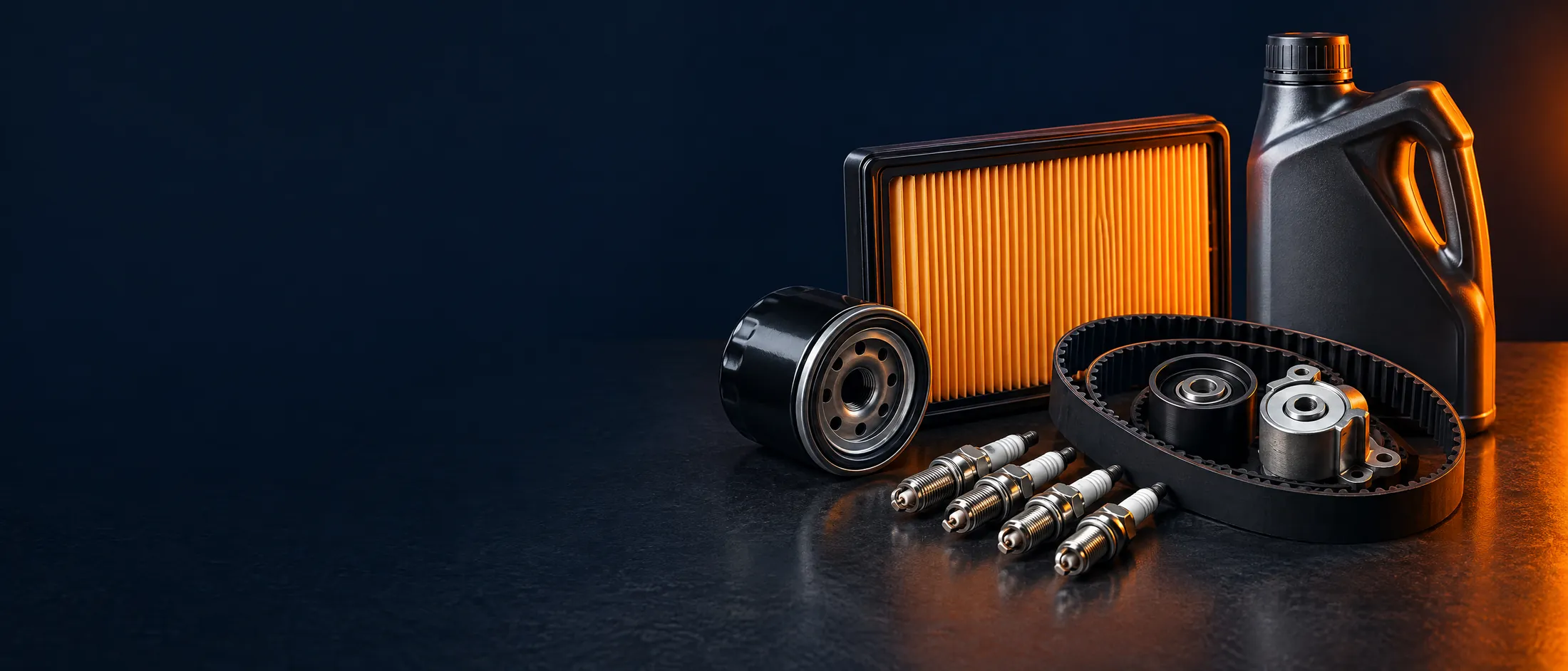 Filtros, velas, kit de correia e óleo de motor